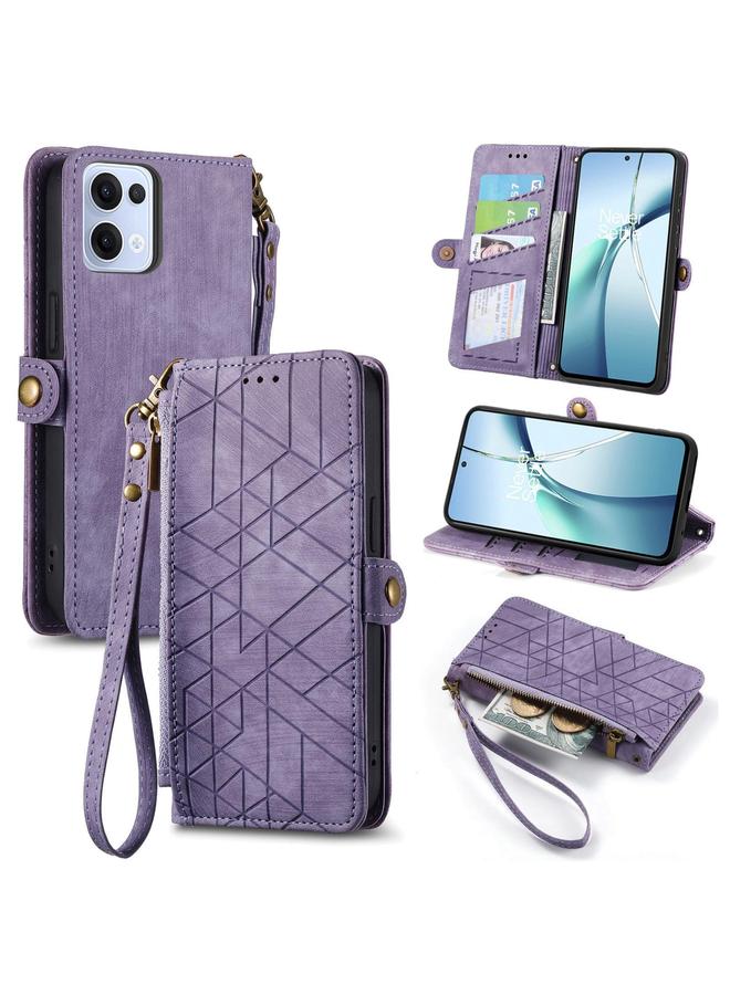 S-TOP Case For OPPO Reno13 Pro Geometric Zipper Wallet Side Buckle Leather Phone Case - Image 1