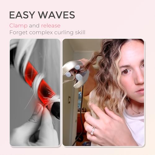 TYMO Curling Iron Hair Crimper Waver - TYMO ROVY Beach Waves Curling Wand, Ionic Deep Waver Hair Curler Tool with Ceramic 3 Barrel for Women, Dual Voltage, Anti-Scald, Easy to Use, Elegant Gold, 1 Inch - Image 2