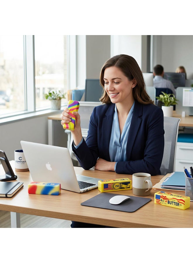 Slow Rising Butter Squishy Fidget Toy, Rainbow Stress Relief Toy - Image 2