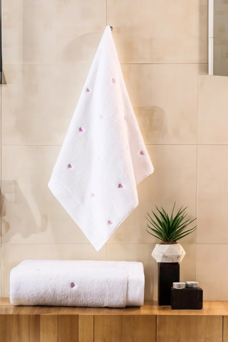 Varol Love Series Embroidered Micro Cotton Bath Towel Set