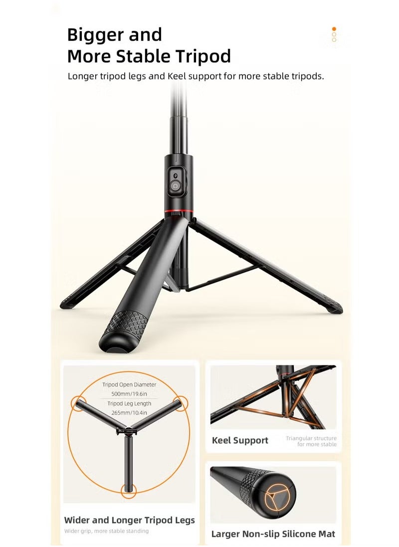 MIGOFAST All in One Hidden Design Multi Functional Stable Tripod Selfie Stick 1.84m72.05inch with Rechargeable Bluetooth Remote Compatible with iPhone and Android Smartphones Perfect for Travel Vlog Video and Photo  - Image 4