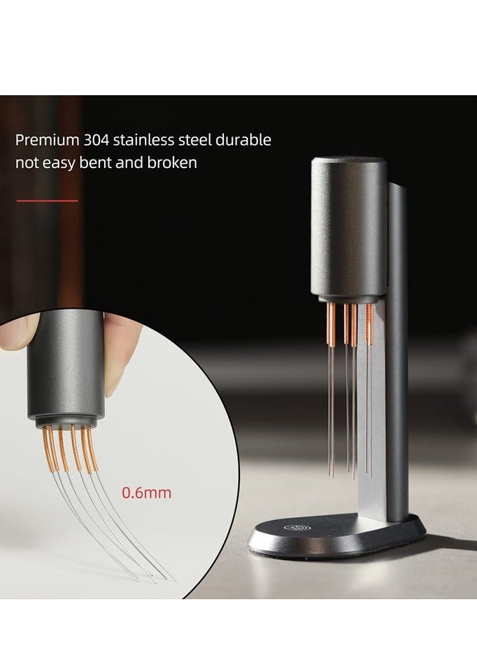 زيروهيرو مثقاب قهوة إسبرسو زيرو هيرو، أداة تقليب القهوة WDT، موزع بالإبر، مثقاب مغناطيسي ثاندر، 6 إبر من الفولاذ المقاوم للصدأ 304، (رمادي) - Image 4