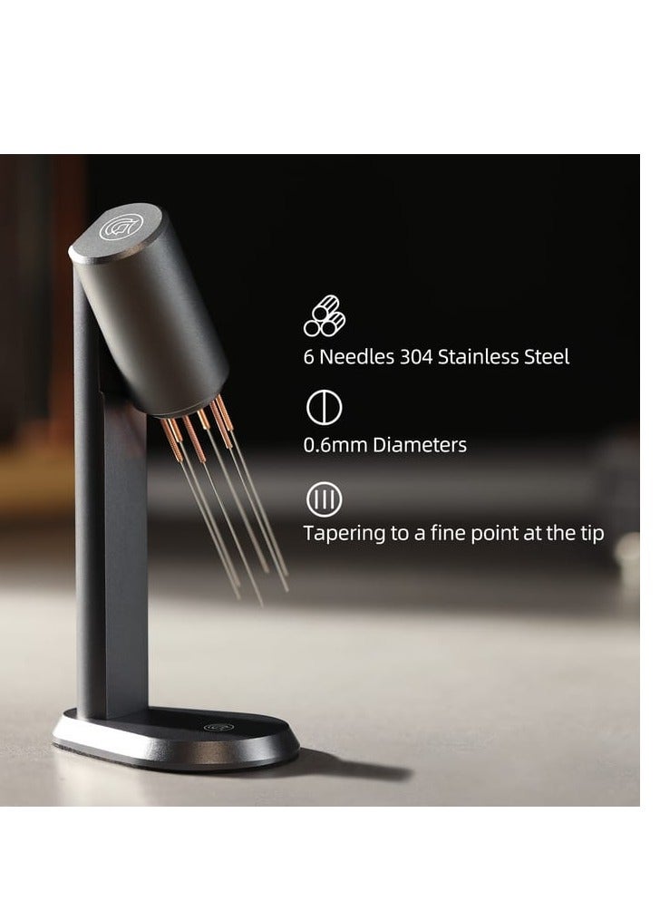 زيروهيرو مثقاب قهوة إسبرسو زيرو هيرو، أداة تقليب القهوة WDT، موزع بالإبر، مثقاب مغناطيسي ثاندر، 6 إبر من الفولاذ المقاوم للصدأ 304، (رمادي) - Image 5