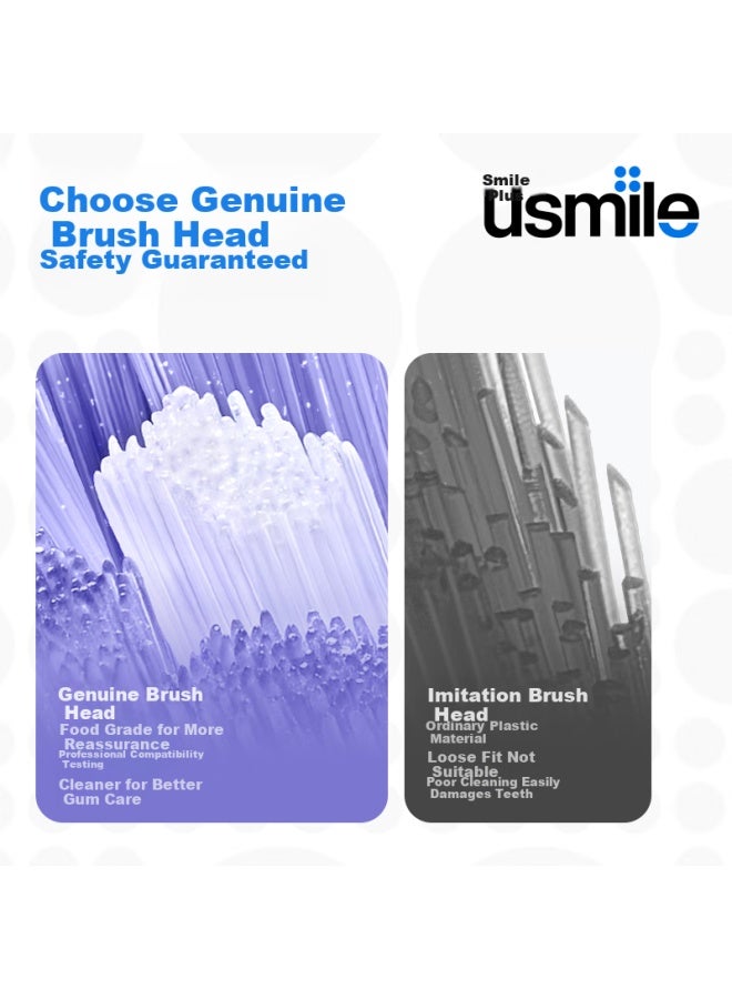 usmile رؤوس فرشاة أسنان كهربائية Usmile للبالغين، فرشاة أسنان ممتصة للصدمات، فرشاة واقية شفافة جديدة ممتصة للصدمات، عبوة من 2، متوافقة مع فرشاة أسنان Usmile للبالغين - Image 2