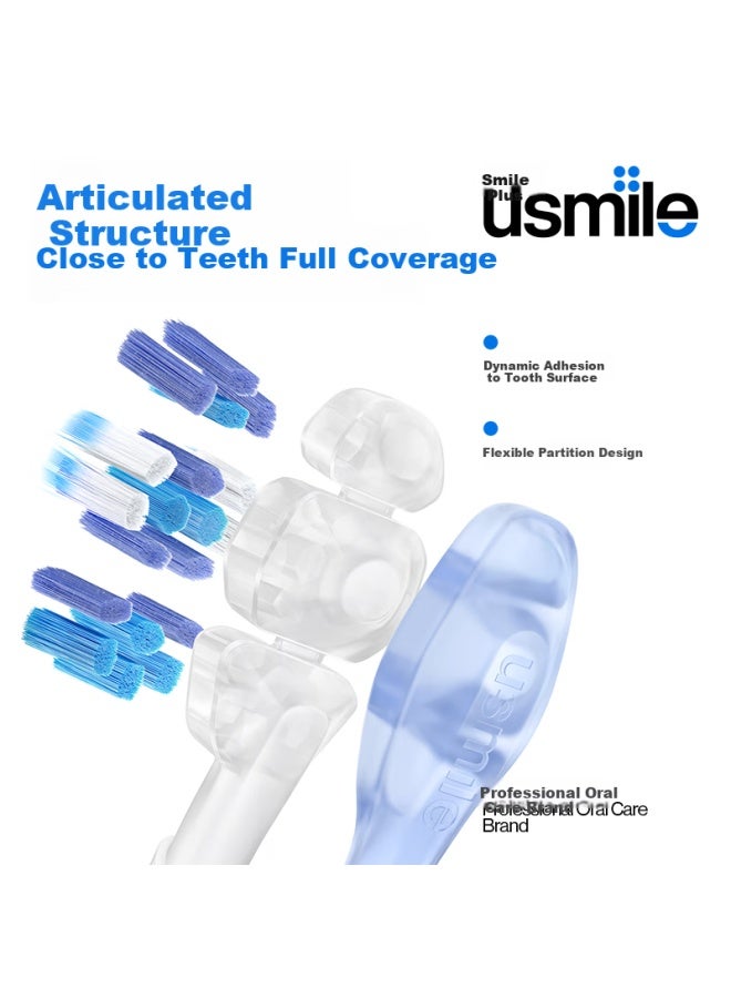 usmile رؤوس فرشاة أسنان كهربائية Usmile للبالغين، فرشاة أسنان ممتصة للصدمات، فرشاة واقية شفافة جديدة ممتصة للصدمات، عبوة من 2، متوافقة مع فرشاة أسنان Usmile للبالغين - Image 1