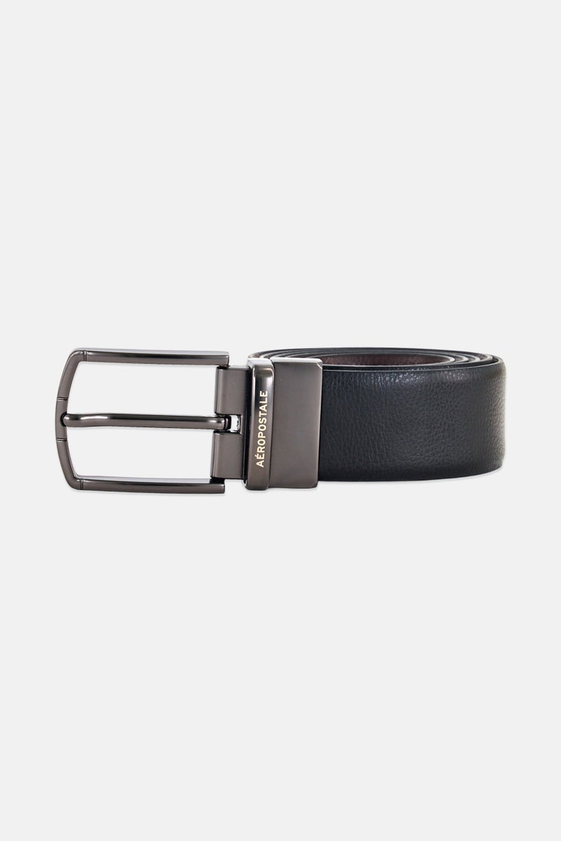 Aeropostale Men Genuine Leather Formal Reversible Belt, Black - Image 1