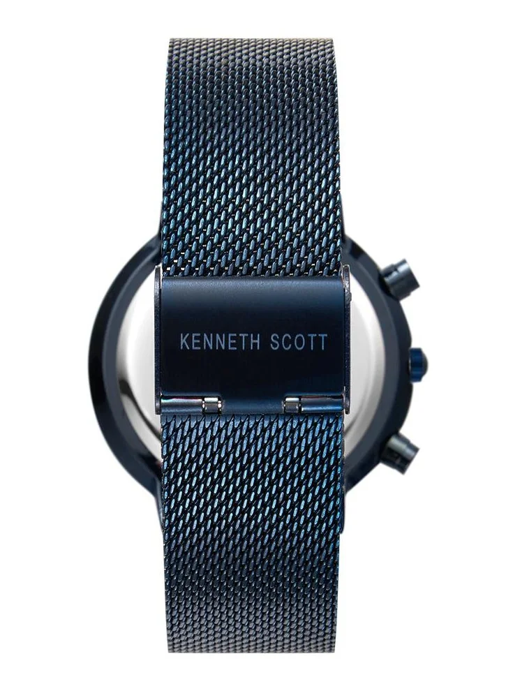 KENNETH SCOTT Kenneth Scott Men's Quartz Movement Watch, Multi Function Display and Mesh Strap - K22133-NMNN, Blue