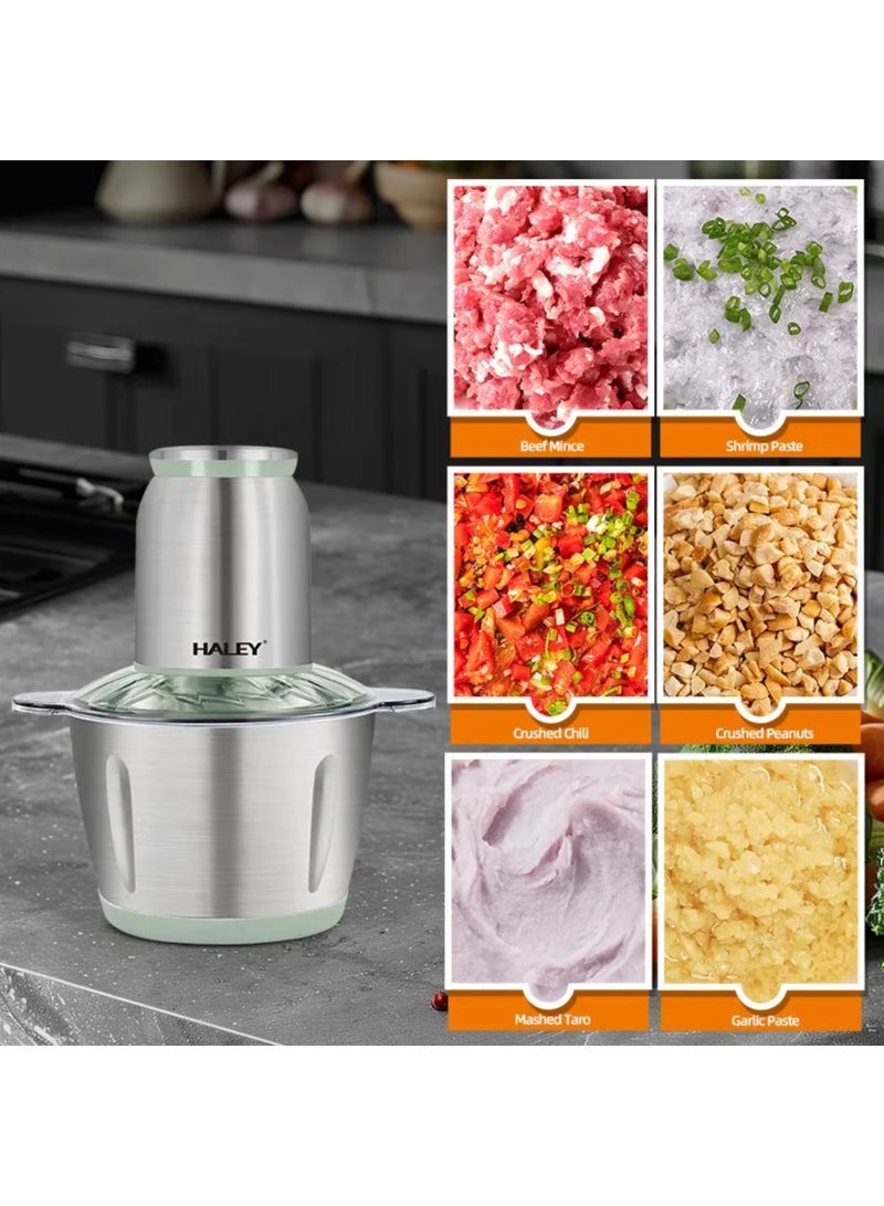 Haley مفرمة طعام - قوة 500 واط ووعاء من الفولاذ المقاوم للصدأ سعة 3 لتر لتقطيع الطعام بكفاءة - Image 3