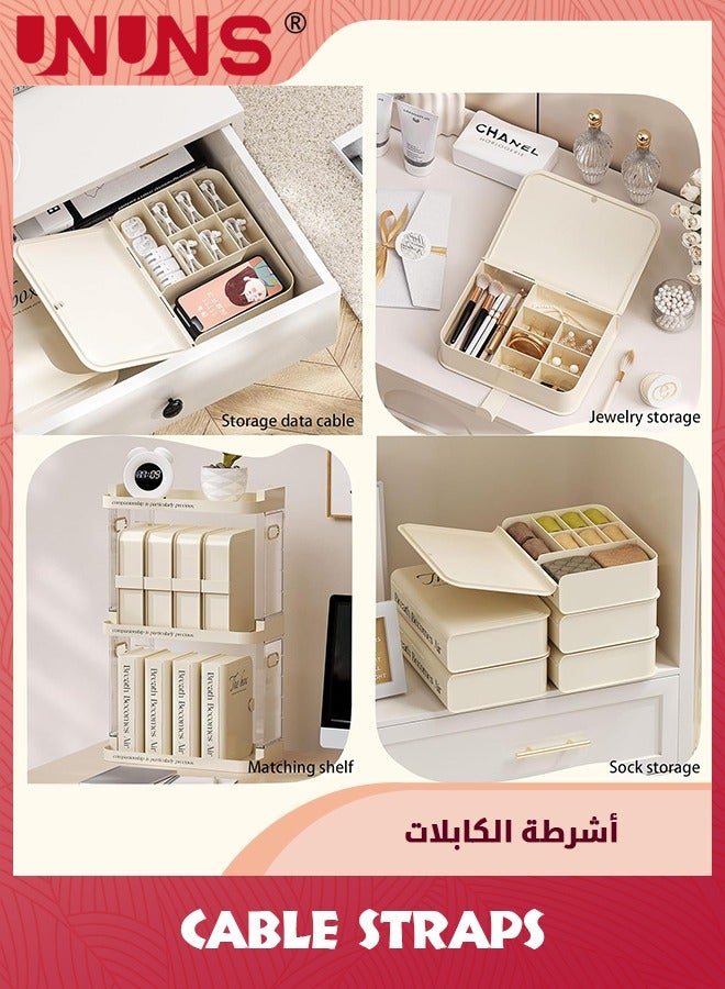 UNUNS Plastic Cable Organizer Box,Charging Cable Organizer With 8 Compartments,Book Shaped Cord Organizer Box,Small Desk Electronic Accessories Storage Organizer - Image 5