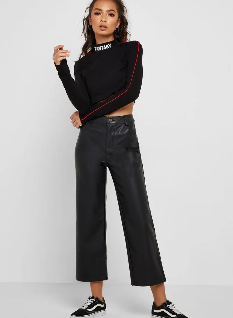 FOREVER 21 Mock Neck Long Sleeve Crop Top