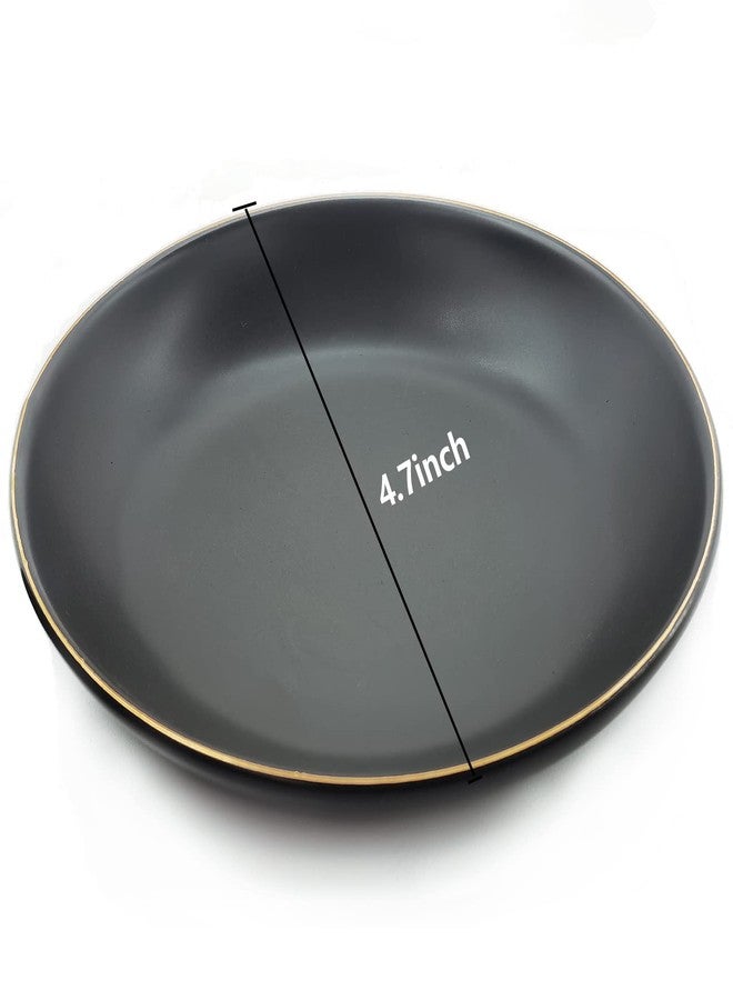 HANKOR 4.75" Ceramic Jewelry Tray, Small Ring Dish Holder Trinket Tray, Catch All Trays for Ring Earring Necklace Key, Christmas Gifts for Women Girls, Black - Image 5
