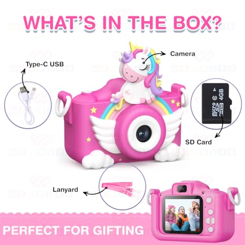 Wembley Unicorn 48MP Kids Digital Camera with Video Recorder | 2-Inch Screen & 4GB SD Card | Birthday Gift for Boys & Girls Ages 5-10 | Mini Camera for Fun Photo & Video | Best Toy Camera for Kids - Image 2