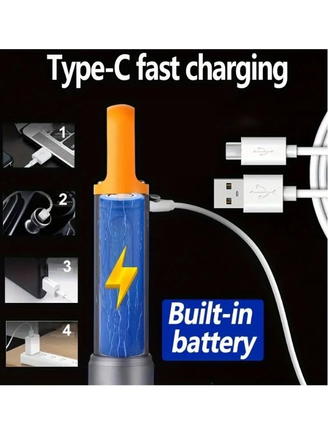 New Led Strong Light Flashlight USB Charging Multi Functional Telescopic Zoom Outdoor Camping Night Fishing Emergency Flashlight With 3 Modes+4 Cob Modes, Equipped With Red, Green, And Blue，White La  - Image 5