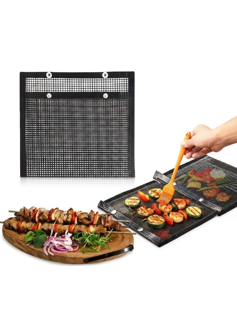 حقيبة شبكية كبيرة للشواء - حقيبة خبز وشواء غير لاصقة من مادة PTFE، مقاومة للحرارة، قابلة لإعادة الاستخدام، سهلة التنظيف، مثالية للشواء والطهي في الهواء الطلق 24×16 سم - Image 1