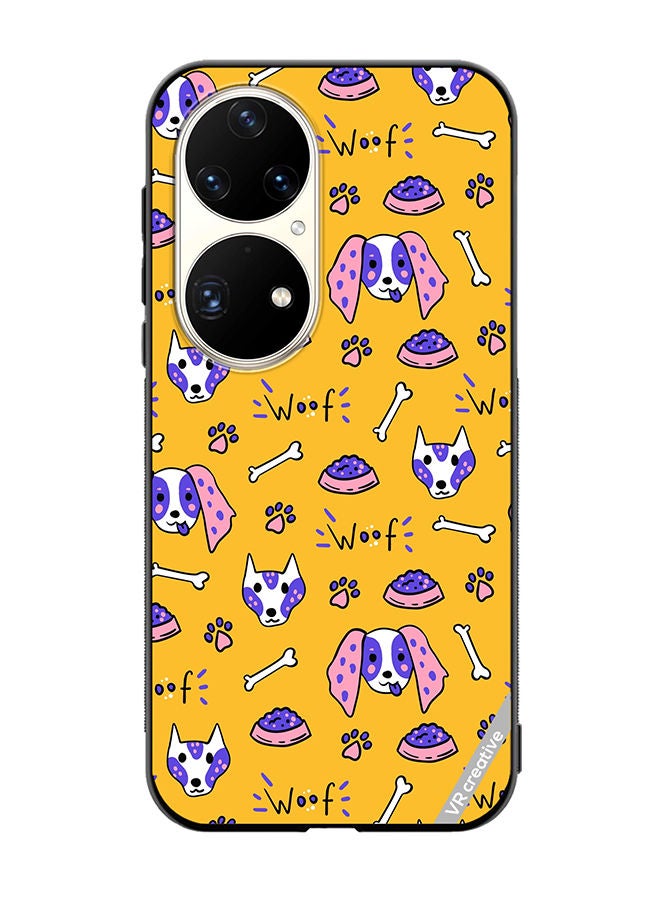 VR CREATIVE Protective Case Cover For Huawei P50 Pro Dogs Funny Doodle Seamless Pattern Design Multicolour - Image 1