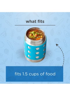 LunchBots LunchBots Thermal 12 oz Triple Insulated Thermos - Hot 6 Hours or Cold 12 Hours - Leak Proof Thermos Soup Jar - All Stainless Interior - Navy Lid - Aqua Dots  - Image 2