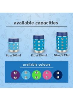 LunchBots LunchBots Thermal 12 oz Triple Insulated Thermos - Hot 6 Hours or Cold 12 Hours - Leak Proof Thermos Soup Jar - All Stainless Interior - Navy Lid - Aqua Dots  - Image 4