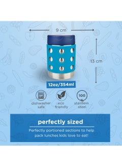 LunchBots LunchBots Thermal 12 oz Triple Insulated Thermos - Hot 6 Hours or Cold 12 Hours - Leak Proof Thermos Soup Jar - All Stainless Interior - Navy Lid - Aqua Dots  - Image 3