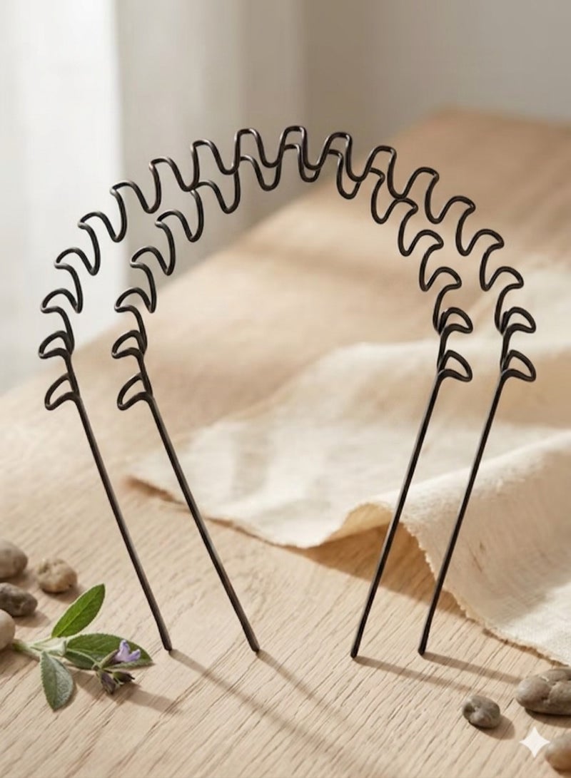 2 pcs Black Wavy Metal  Metal Hair Band - Image 5