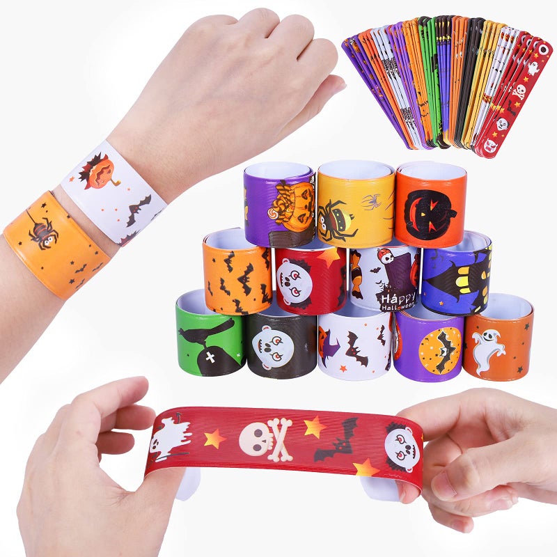 Max Fun 48pcs Halloween Slap Bracelets Halloween Party Favors Halloween Toys for Kids Halloween Party Favor Halloween Treat Bags Gifts Birthday Party (Halloween) - Image 4