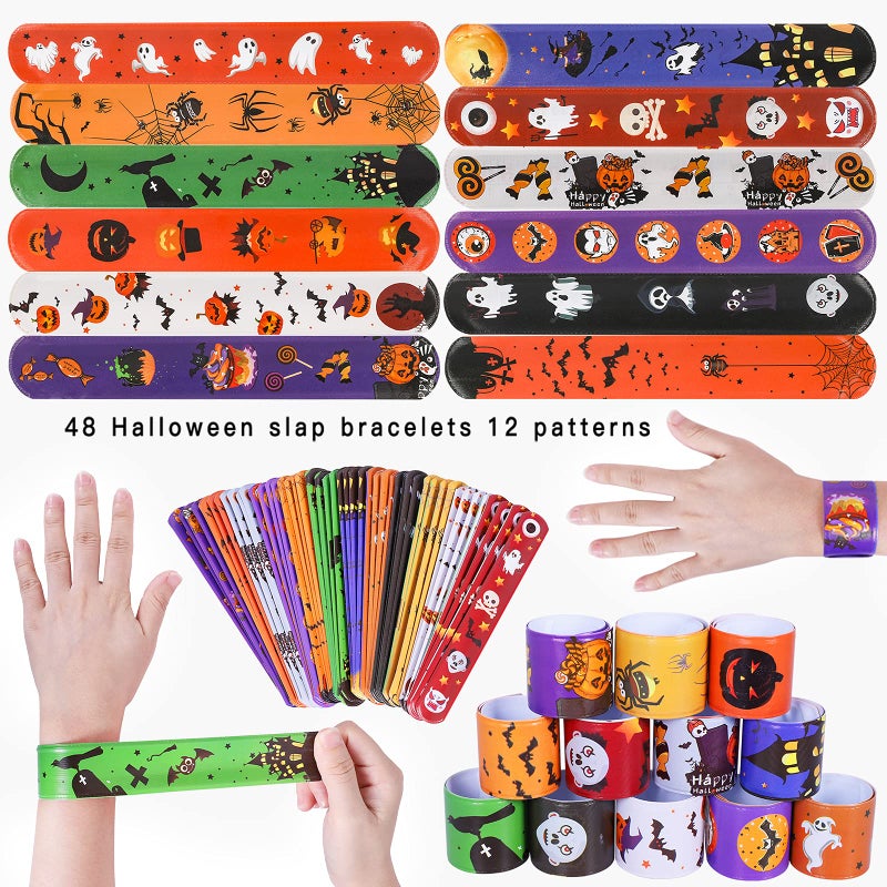 Max Fun 48pcs Halloween Slap Bracelets Halloween Party Favors Halloween Toys for Kids Halloween Party Favor Halloween Treat Bags Gifts Birthday Party (Halloween) - Image 3