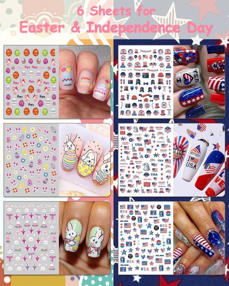 winthrop 30 Sheets 7 Holiday Nail Art Stickers, Mixed Season Nail Decals Set for All Year, 3D Self-Adhesive Pegatinas UÃ±as Easter 4th of July Halloween Thanksgiving Christmas Valentine's St. Patrick's Day - Image 2