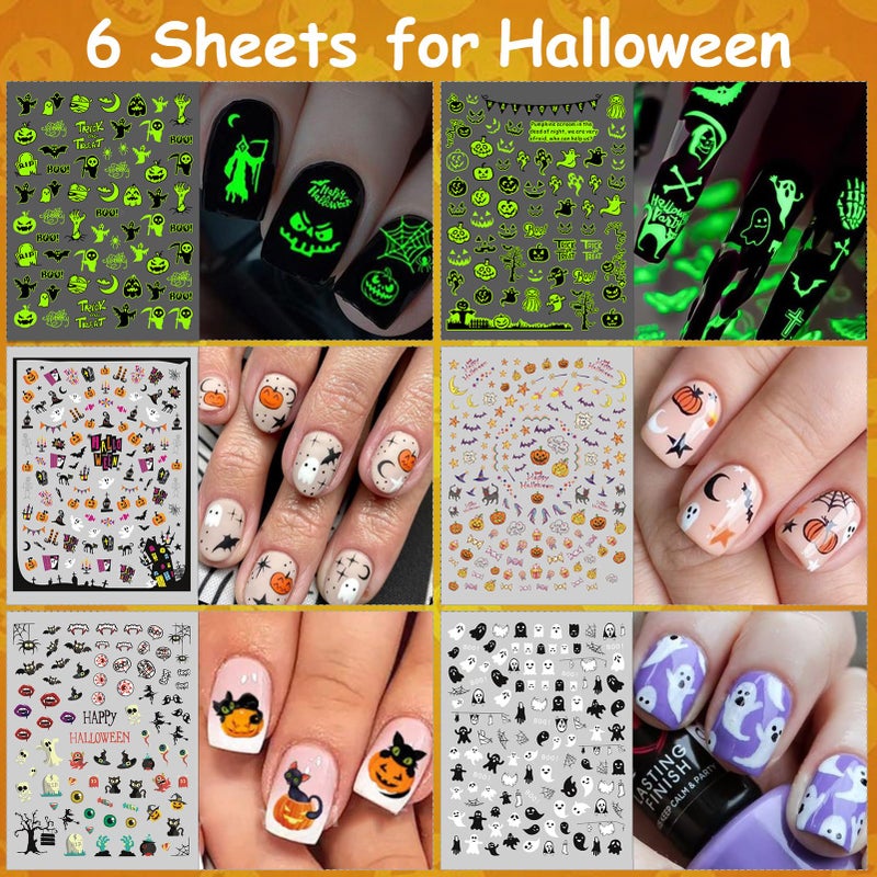 winthrop 30 Sheets 7 Holiday Nail Art Stickers, Mixed Season Nail Decals Set for All Year, 3D Self-Adhesive Pegatinas UÃ±as Easter 4th of July Halloween Thanksgiving Christmas Valentine's St. Patrick's Day - Image 3