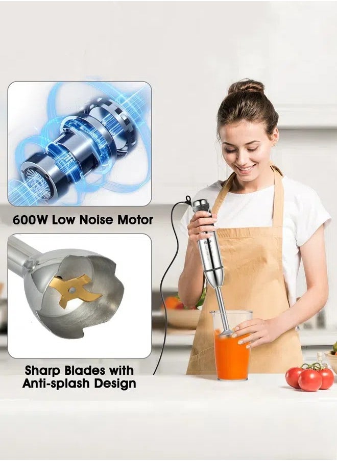 RAF - 5-IN-1 600W Hand Blender,25 level speed regulation /Turbo Electric Handheld Blender with 500ml Meat Chopper and Whisk,700ml Mixing Cup, Egg Whisk, Milk Frother,R.3003 - Image 1