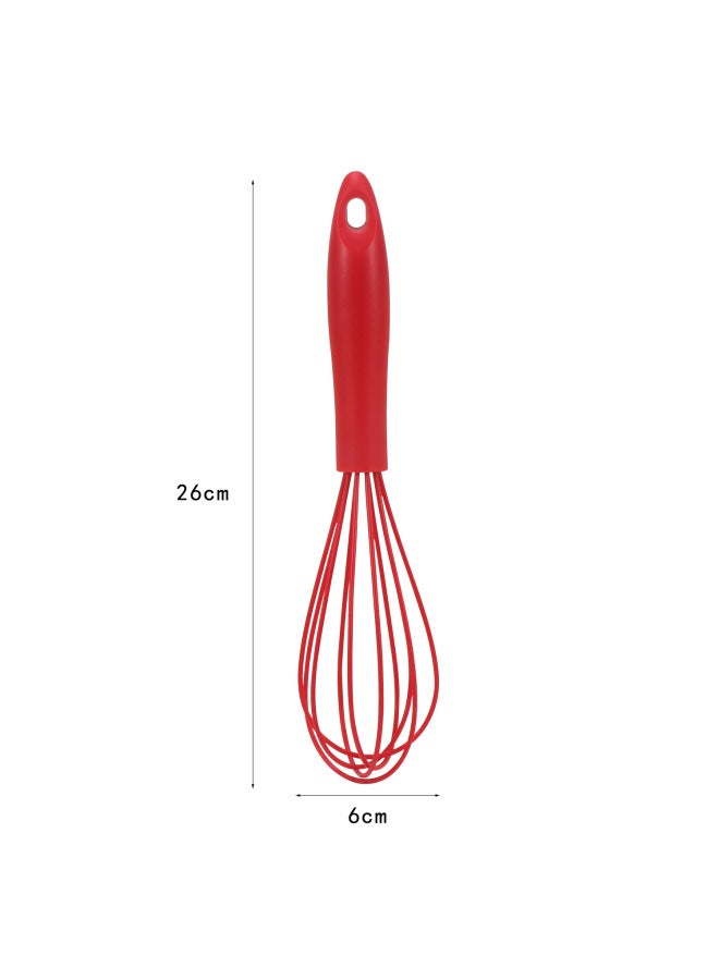 Silicone Egg Beater Manual Mixer Baking Creative Style Plastic Handle Egg Beater Kitchen Utensils/manual-Color:10 Inch Red - Image 1