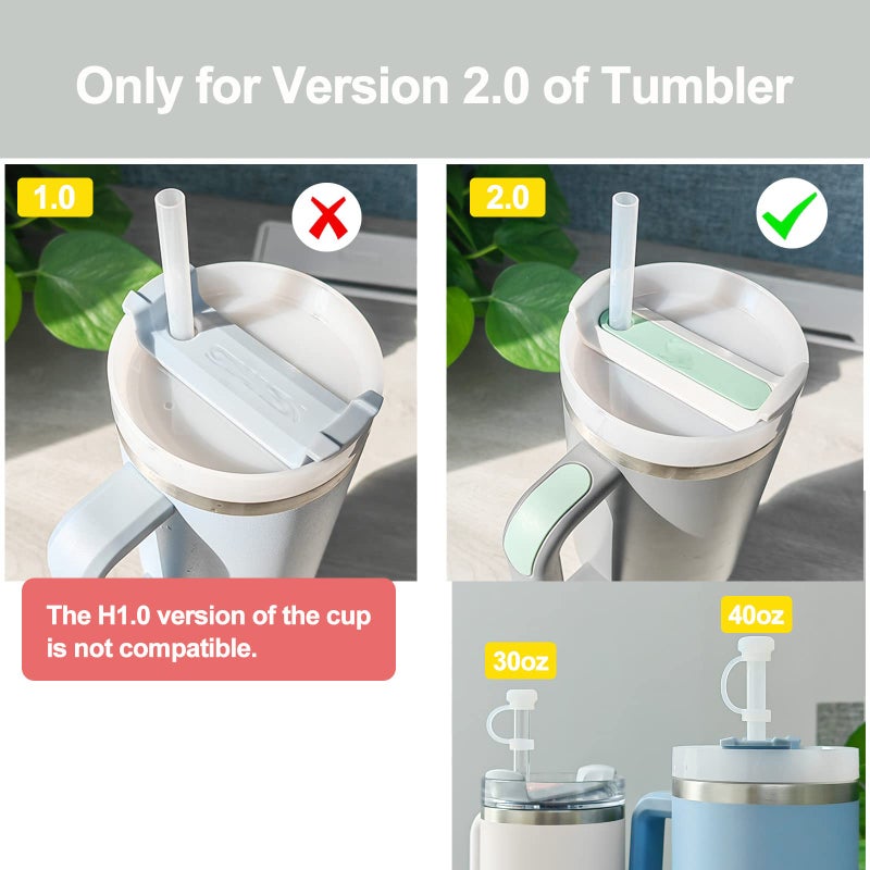 HOMDSG Spill Stopper Set for Stanley Cup 2.0 40oz 30oz, Accessories Including Straw Cover Cap, Fix Leak Stopper and Lid Spill Plug, Clear - Image 2