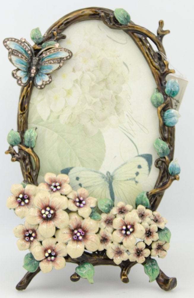 ChezMax Vintage Picture Photo Frames 7x45 Butterfly Antique Picture Frame Retro Metal Ornate Flower Frame with Glass Tabletop and Wall Hanging Home Decor Decorative Gallery Art Photo Display