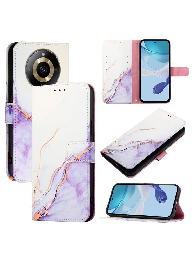 S-TOP Case For Realme 11 4G Global PT003 Marble Pattern Flip Leather Phone Case - Image 1