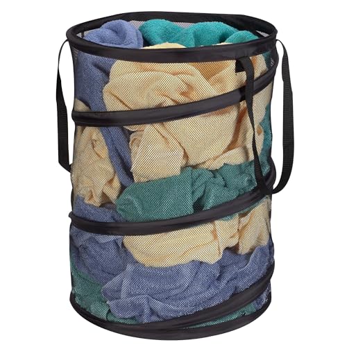 Household Essentials 2026 Pop-Up Collapsible Mesh Laundry Hamper | Black, 25" H - Image 1