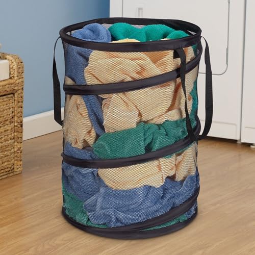 Household Essentials 2026 Pop-Up Collapsible Mesh Laundry Hamper | Black, 25" H - Image 4