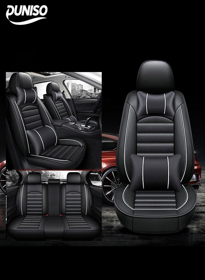 DUNISO Car Seat Cover,Universal Fully Wrapped Seat Cushion, Artificial Leather Car Backrest Seat Cover, With Headrest and Cushion,Wear Resistant And Anti Slip, Suitable For All Seasons, Suitable For Most Car Seats - Image 1