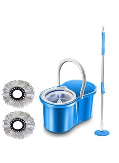 GTC GTC® Best Homes 360° Spin Floor Cleaning Easy Magic Plastic Bucket PVC Mop with 2 Microfiber Heads (Random Color)  - Image 1