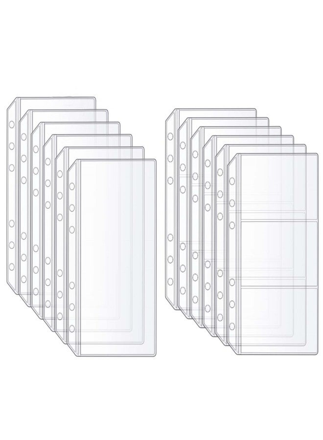 Mogoostry 12pcs A6 Binder Sleeves Double-Sided 1 Pocket 3 Pockets Clear Page Protectors Left Side Loading PVC Sheet Protector Pockets for Budgeting - Image 1