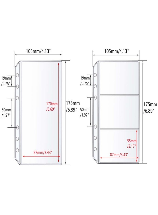 Mogoostry 12pcs A6 Binder Sleeves Double-Sided 1 Pocket 3 Pockets Clear Page Protectors Left Side Loading PVC Sheet Protector Pockets for Budgeting - Image 2
