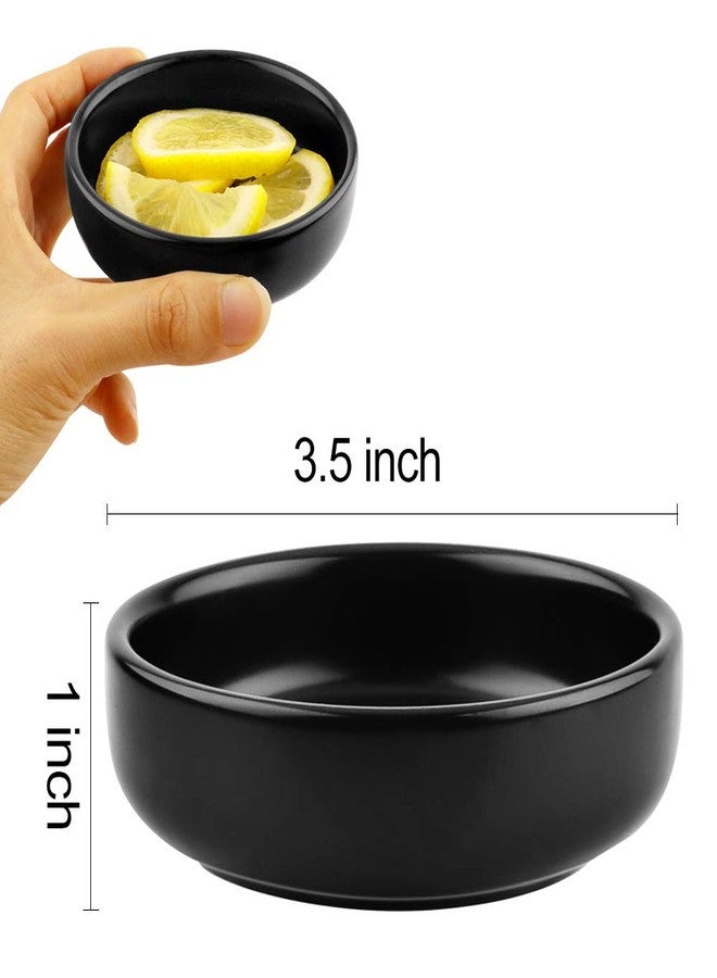 Cyimi 3.5" Ceramic Side Dish Set of 4 - Small Porcelain Soy Dipping Sauce Dishes - Black Seasoning Bowls Dinnerware Sets for Serving - Image 2