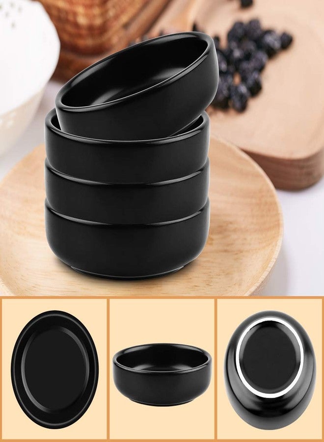 Cyimi 3.5" Ceramic Side Dish Set of 4 - Small Porcelain Soy Dipping Sauce Dishes - Black Seasoning Bowls Dinnerware Sets for Serving - Image 3