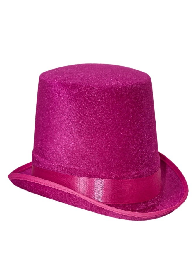 Carnavalife Felt Cup Hat Satin Hat Round Wizard with Satin Ribbon for Adults and Children (Fuchsia) - Image 1