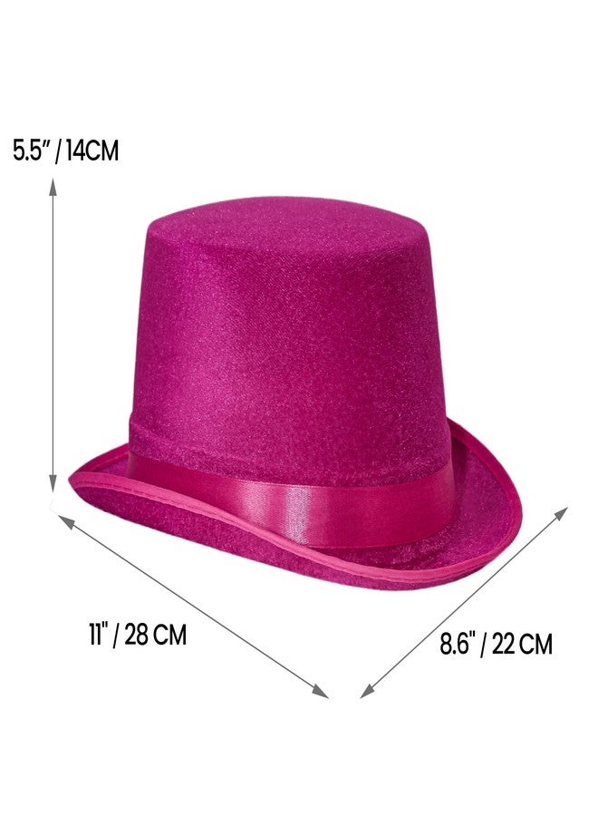 Carnavalife Felt Cup Hat Satin Hat Round Wizard with Satin Ribbon for Adults and Children (Fuchsia) - Image 2