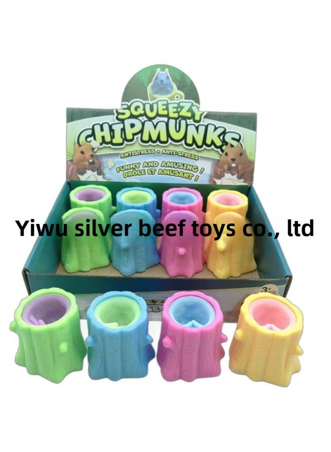 Evil Squirrel Cup Shake Tone Same Stump Decompression Pinch Le Telescopic Toy Pinch Not Bad Squeeze Squirrel-Color:Color Display Box (take Multiples Of 12)  - Image 1