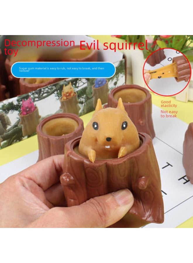 Evil Squirrel Cup Shake Tone Same Stump Decompression Pinch Le Telescopic Toy Pinch Not Bad Squeeze Squirrel-Color:Color Display Box (take Multiples Of 12)  - Image 2