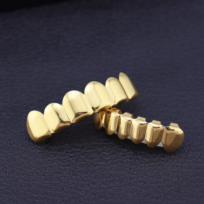 Hiphop Hip Hop Gold Braces Teeth Grillz Real Gold Plating Decorative Props Smooth Teeth Accessories - Image 3