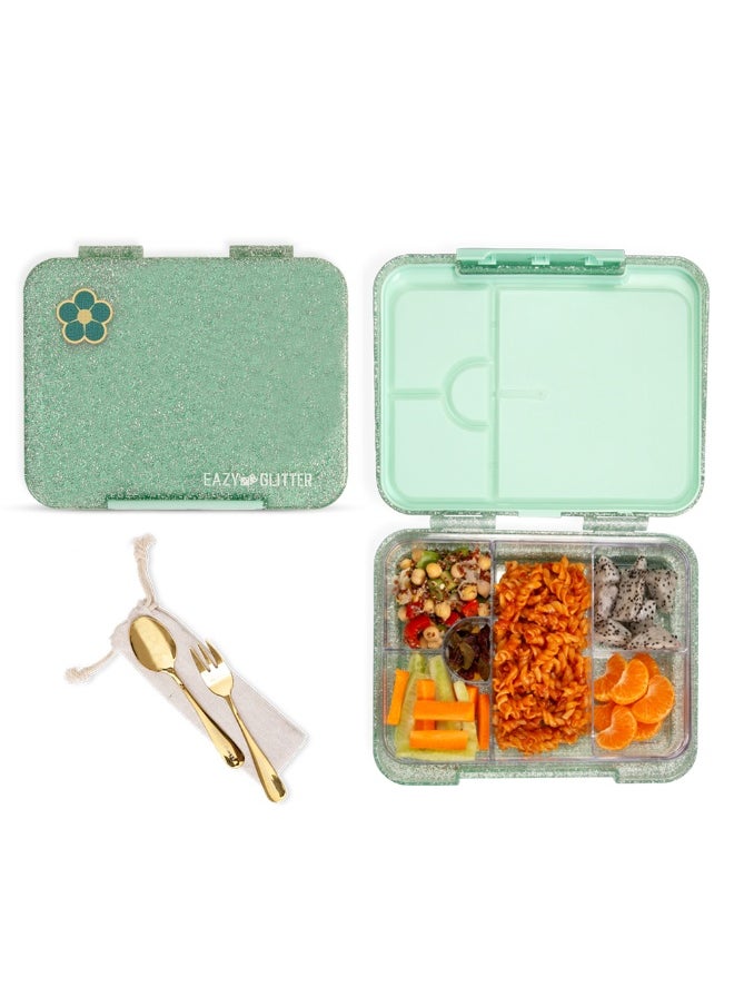 Eazy Kids Eazy Kids 6 & 4 Convertible Bento Lunch Box - Glitter Green  - Image 1