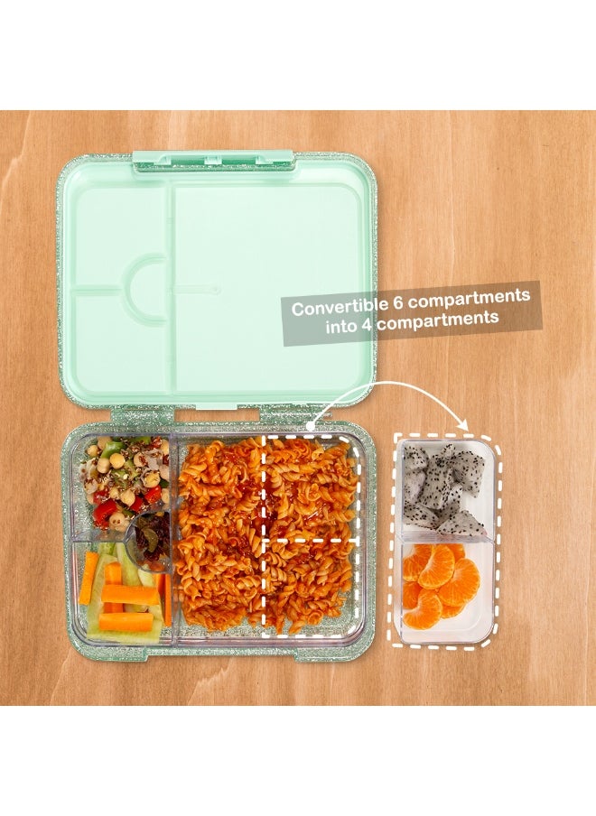 Eazy Kids Eazy Kids 6 & 4 Convertible Bento Lunch Box - Glitter Green  - Image 3