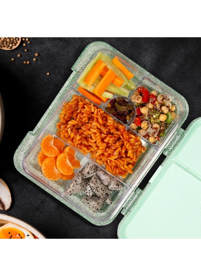 Eazy Kids Eazy Kids 6 & 4 Convertible Bento Lunch Box - Glitter Green  - Image 4