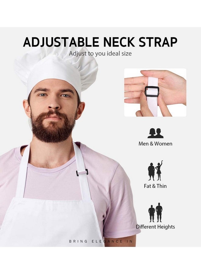 Syntus Syntus 12 Pack Bib Apron, Unisex Aprons Adjustable 100% Cotton with 2 Pockets Cooking Kitchen Aprons for Women Men Chef, BBQ Drawing Apron Bulk, White  - Image 4
