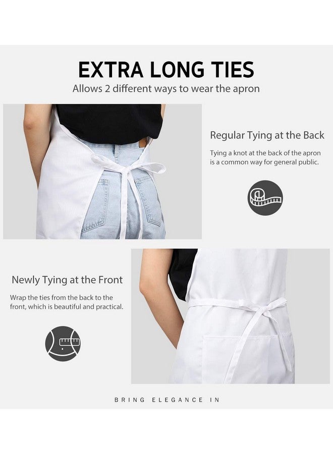 Syntus Syntus 12 Pack Bib Apron, Unisex Aprons Adjustable 100% Cotton with 2 Pockets Cooking Kitchen Aprons for Women Men Chef, BBQ Drawing Apron Bulk, White  - Image 5